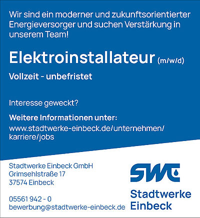 Stellenanzeige Elektroinstallateur